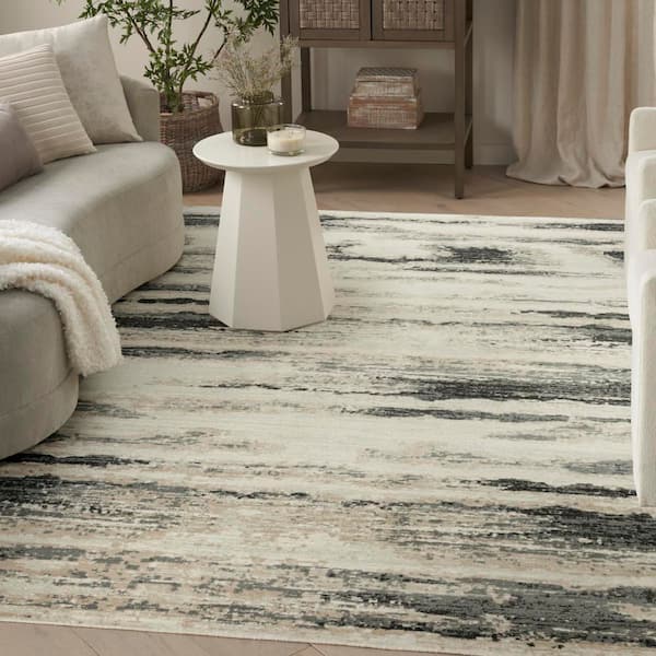Serenity Home Grey Multicolor 9 ft. x 12 ft. Abstract Contemporary Area Rug