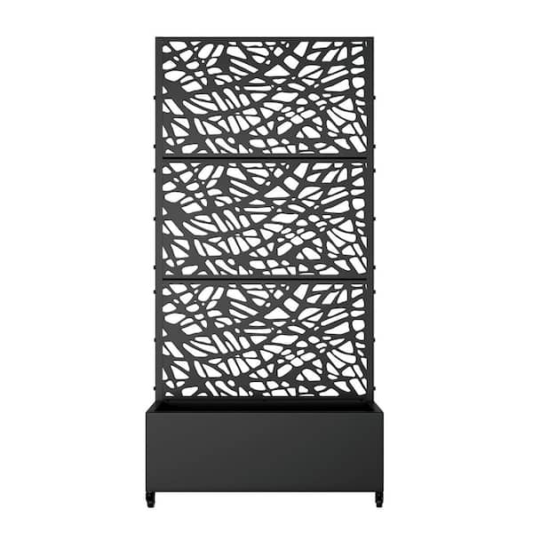 6 ft. H x 3 ft. W Metal Planter Box with Trellis Black