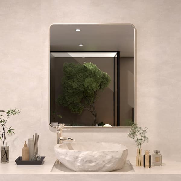 JimsMaison 30 in. W x 36 in. H Rectangular Aluminum Framed Wall Bathroom Vanity Mirror in Brushed Nickel