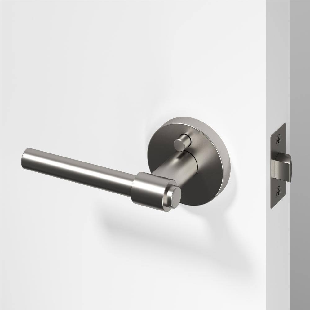 Zen Metal Brushed Nickel Privacy Bed/Bath Round Door Handle with Push Button and Round Rosette price history on PriceWatchPro