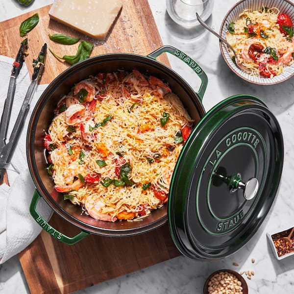 STAUB Cast Iron 7 qt. Round Enameled Cast Iron Dutch Oven - Basil