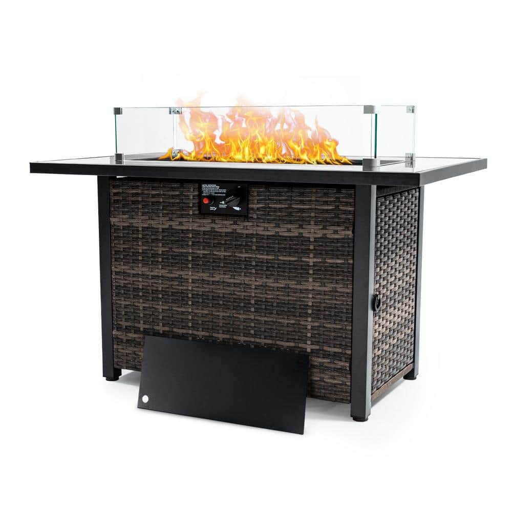 44 in. Rectangle 50,000 BTU Outdoor Propane Gas Fire Pit Table with Lid and