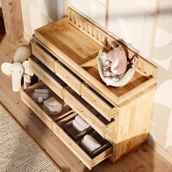 change table for top of dresser BOLUO Baby with Changing Top, White Changing Table Dresser with 6 Fabric Drawers Diaper Changing Station with Storage Shelf Nursery Modern : Baby birch veneer and engineered wood Baby Changing Table Dresser with