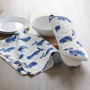Company Cotton Novelty Whale Days Blue Cotton Tea Towel