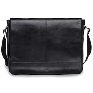 Arizona Collection Black Leather Messenger Bag for 15 in. Laptop/Tablet