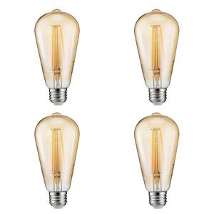 40-Watt Equivalent ST19 Dimmable Indoor/Outdoor Vintage Glass Edison LED Light Bulb Amber Warm White (2000K) (4-Pack)