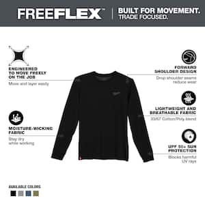 Men's 2X-Large Black Cotton/Polyester Long-Sleeve Hybrid Work T-Shirt