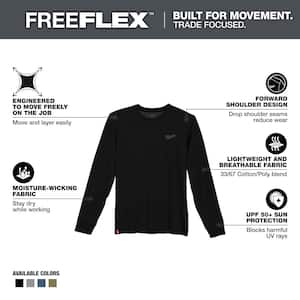 Men's 3X-Large Black Cotton/Polyester Long-Sleeve Hybrid Work T-Shirt