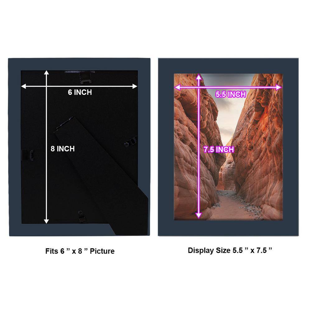 Modern Dark Blue 6" x 8" Wooden Picture Frame Set