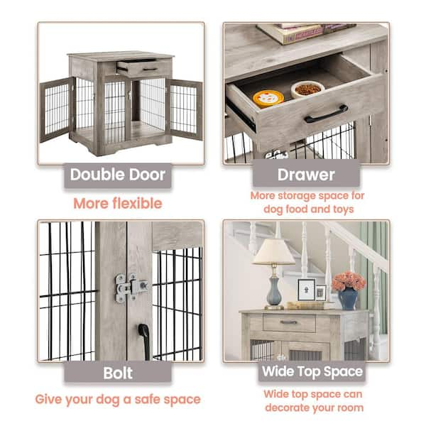 Miscool Cages for Dog Crate Furniture Dog Kennel Equipped Decorative Pet  Crate Dog House Side Tabel Small Size in Brown YCHD10DOG0688 - The Home  Depot