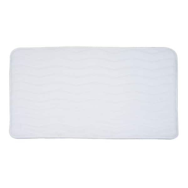 Lavish Home White 24 in. x 60 in. Memory Foam Extra Long Bath Mat