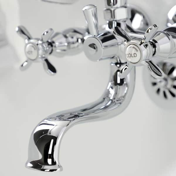 Kingston Brass Essex Wall Mount 3-Handle Claw Foot Tub Faucet with