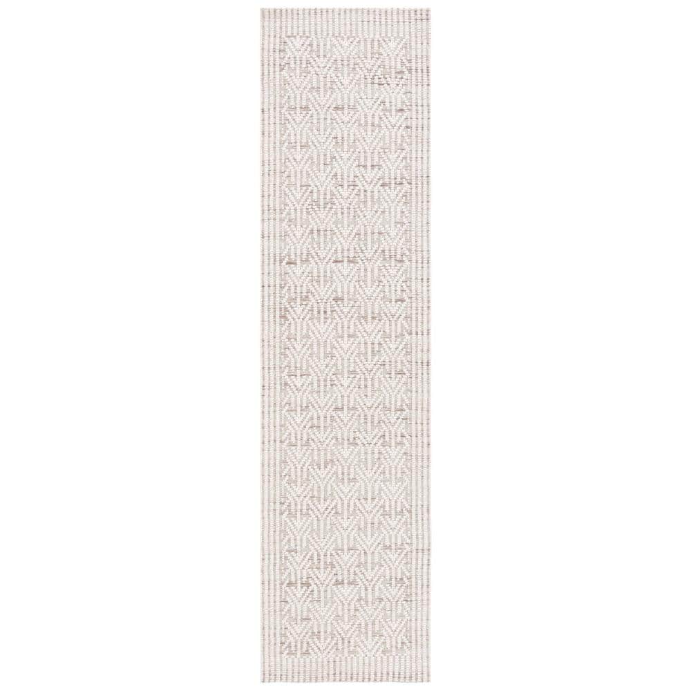 Handmade Ivory and Beige Wool Blend Runner Rug, 2'3" x 9'