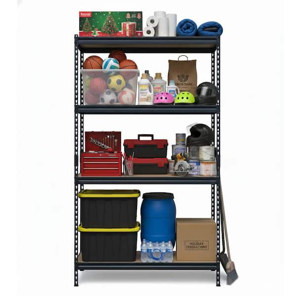 Pro Series 4-Tier Steel Garage Storage Shelving Unit in Matte Black with HDF Racks (36 in. W x 72 in. H x 18 in. D)