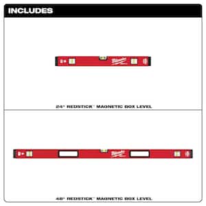 24 in./48 in. REDSTICK Magnetic Box Level Set