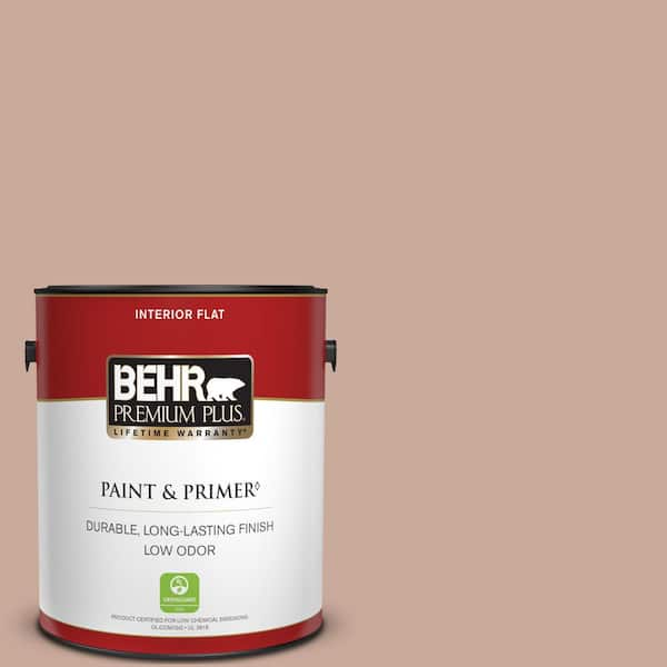 BEHR PREMIUM PLUS 1 gal. #ICC-97 Powdered Allspice Flat Low Odor Interior Paint & Primer