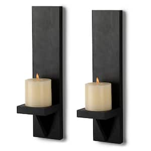 Black Farmhouse Wall Candle Sconces, Vintage Wall Candle Holders Decor Set of 2