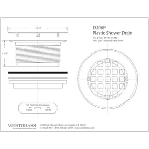 2 in. No-Caulk PVC Compression Shower Drain with 4-1/4 in. Round Grid Cover, Matte Black