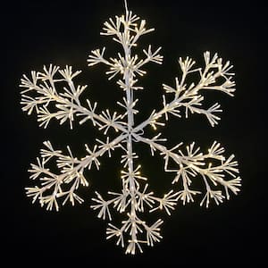 36 in. LED Sparkler Snowflake Classic White, White Frame