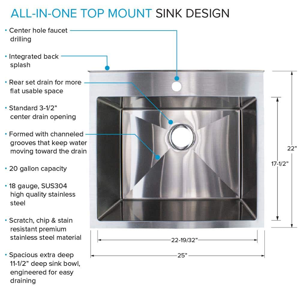 Brushed Satin Stainless Steel Farmhouse Laundry Sink with Wash Stand