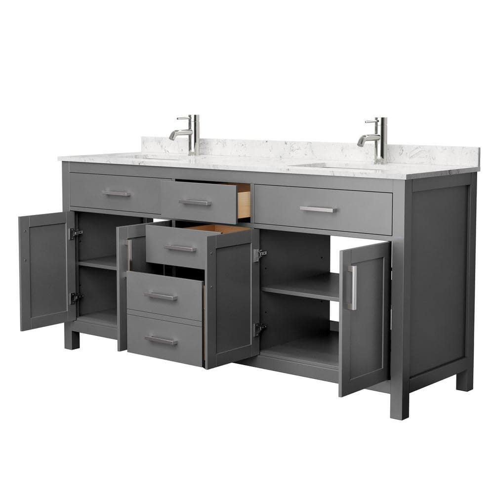 Beckett 72" Dark Gray Double Bathroom Vanity with Marble Top