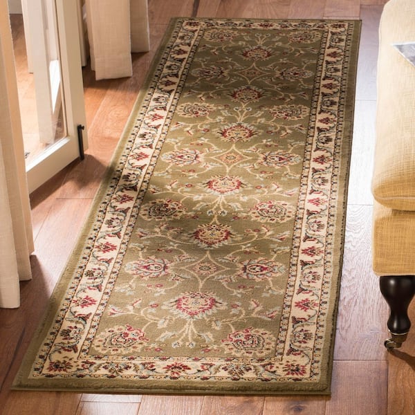 Lyndhurst 2 ft. x 10 ft. Brown/Ivory Border Floral Geometric Runner Rug