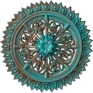 3-1/4 in. x 24-3/4 in. x 24-3/4 in. Polyurethane Lariah Ceiling Medallion, Copper Green Patina