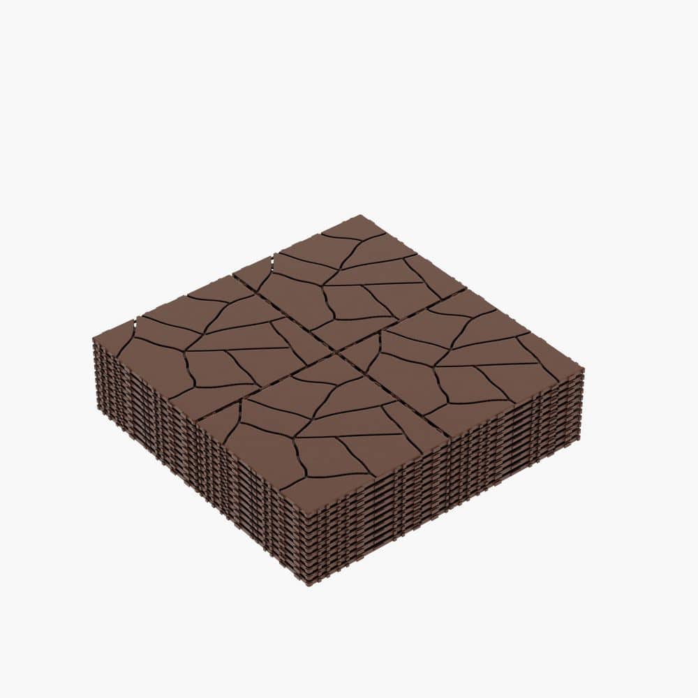 12 in. x 12 in. Stone Style Patio Deck Tiles, DIY Module Interlocking Decki
