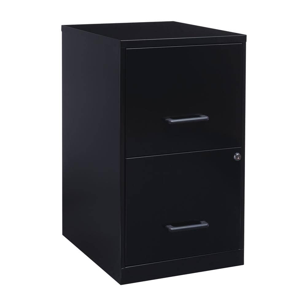 Space Solutions 18 in. D 2-Drawer Black Metal Letter Width 14.25 in. W ...