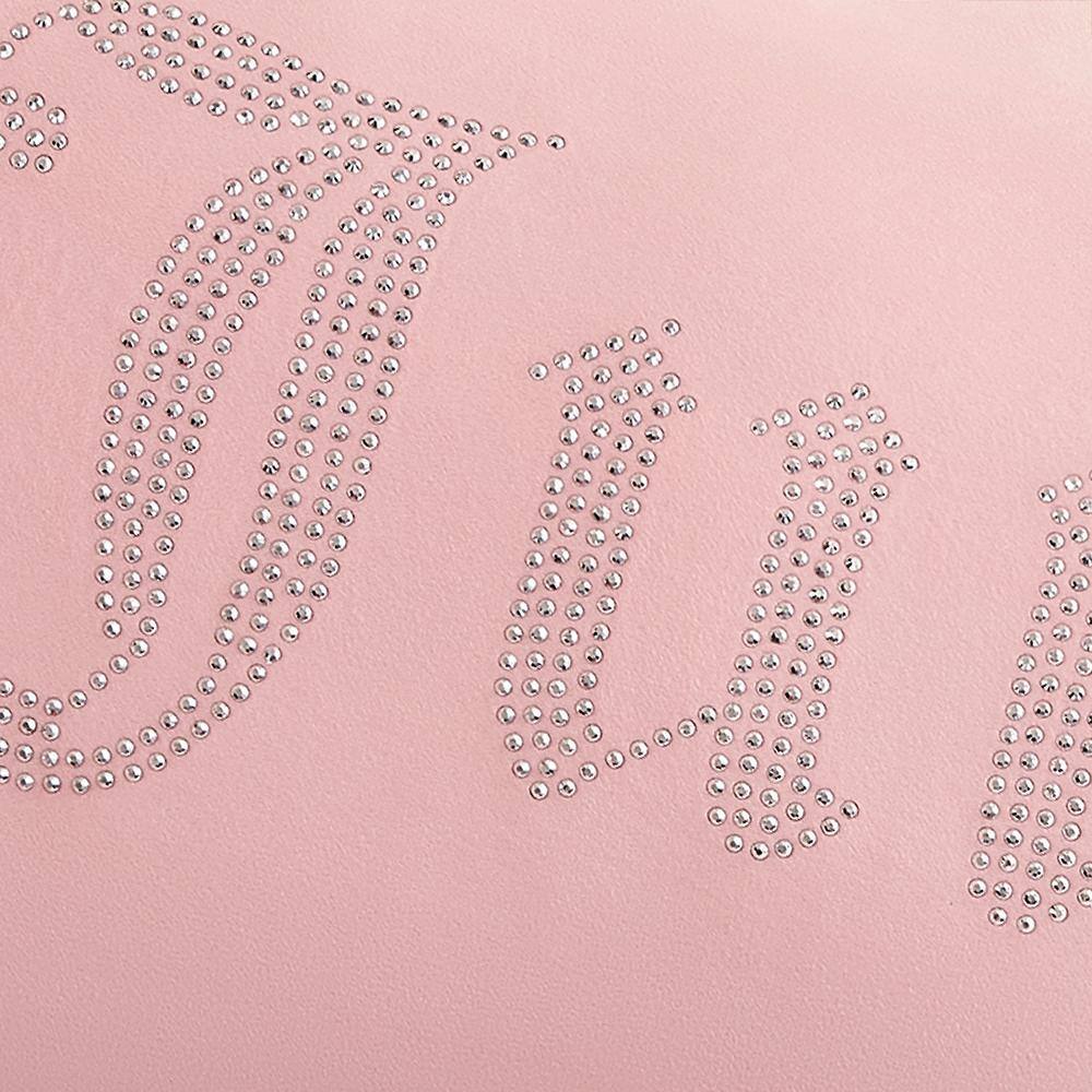 Light Pink Velvet Rhinestone Rectangular Throw Pillow