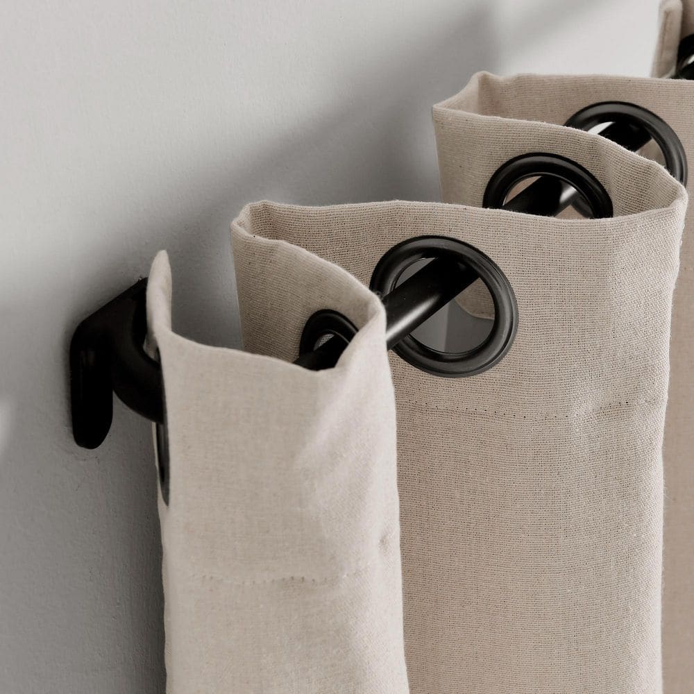 Dark Linen Grommet Blackout Cotton Blend Curtain Panel