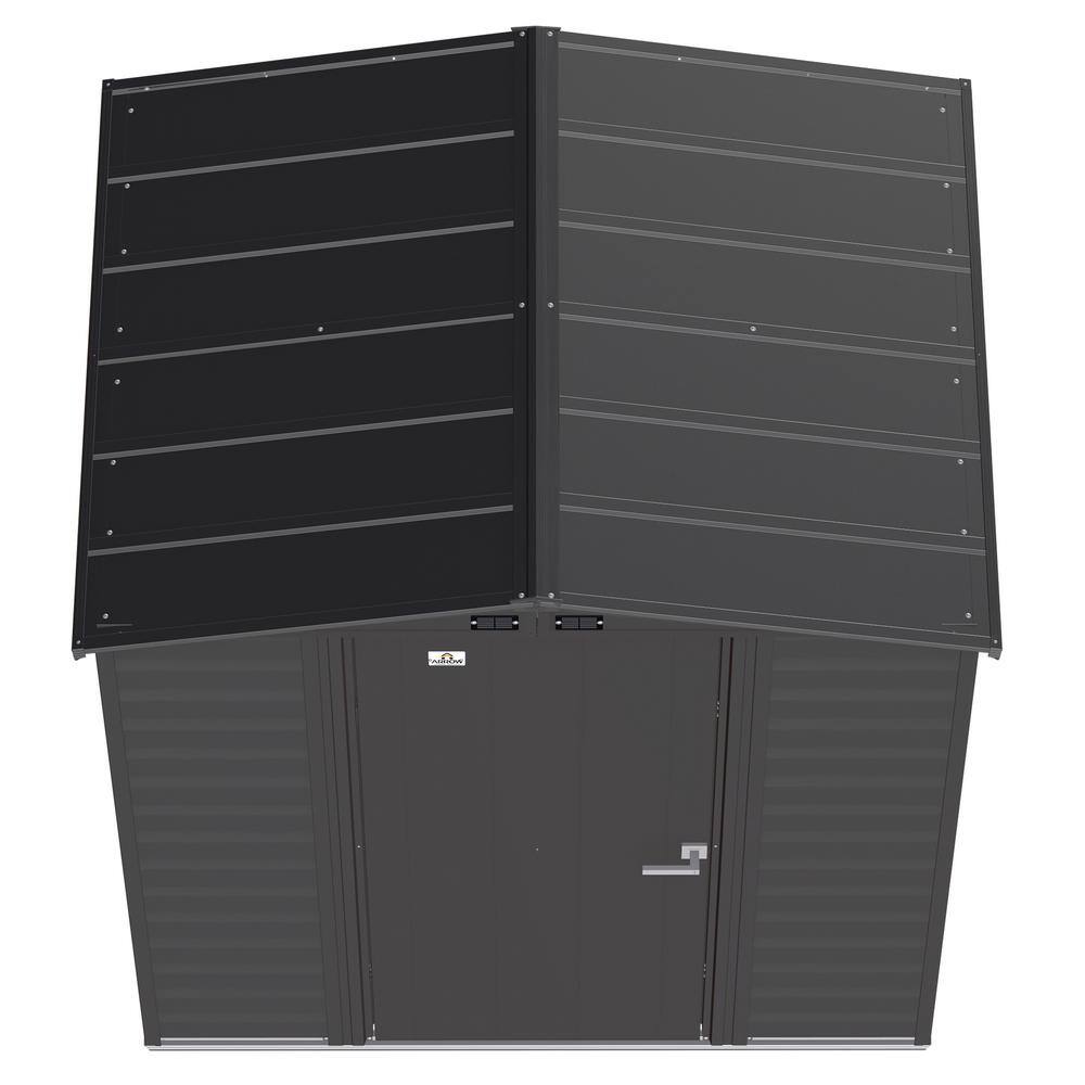 Charcoal Galvanized Steel Peak Roof Storage Shed, 6x5