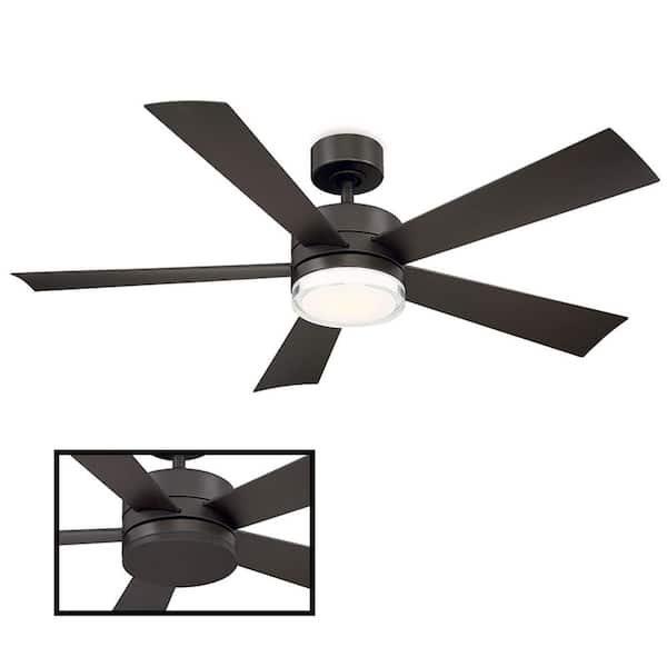Modern Forms Wynd 52 in. LED Indoor/Outdoor Bronze 5-Blade Smart Ceiling Fan with 3000K Light Kit and Remote