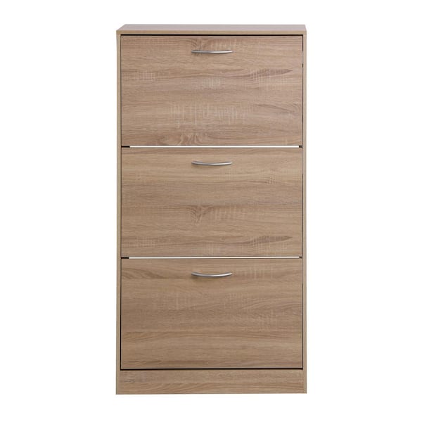 Unbranded 23.63 in. W x 9.45 in. D x 48.90 in. H Freestanding Natural Brown Linen Cabinet, 3 Door Shoe Rack