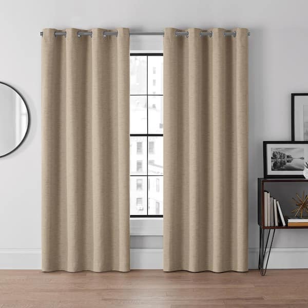 Eclipse Lawson Linen Solid Polyester 50 in. W x 63 in. L Grommeted Blackout Curtain Panel