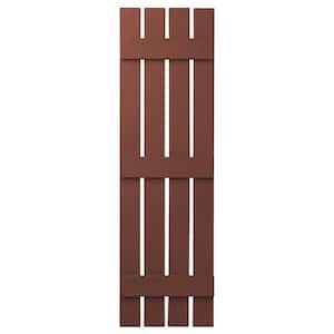 16 in. x 59 in. Polypropylene Plastic 4-Board Open Board and Batten Shutters Pair in Red