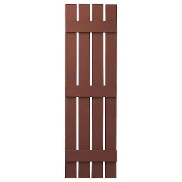 Ply Gem 16 in. x 67 in. Polypropylene 4 Board Open Board and Batten Shutters Pair in Red
