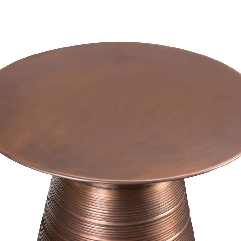 Handcrafted 18" Round Metal Accent Table in Aged Copper