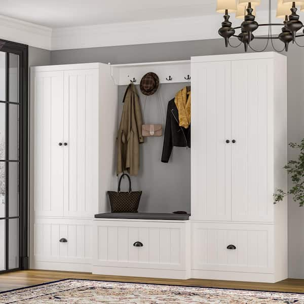 FUFU&GAGA 70.9-in H 8 Tier 14 Pair White Wood Shoe Cabinet in the Shoe  Storage department at