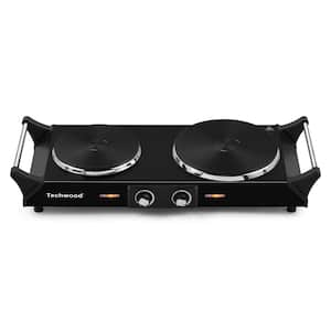 Portable 2-Burner 7.4 in. Black Electric Stove 1800-Watt Hot Plate with Anti-Scald Handles