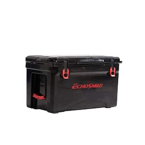 35 qt. Outdoor Black and Red Insulated Box Cooler with Stretch Lock, Non-Slip Rubber Mat and 4 Handles