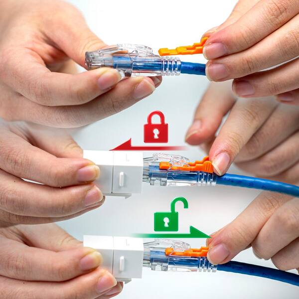 Ntw 10 Ft Lockable Cat6 Patented Net Lock Network Rj45 Patch Cable And Snagless Light Gray Nl U6k 010lg The Home Depot