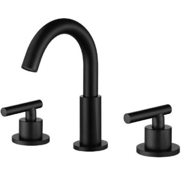 Lukvuzo Black basin bathroom faucet, 3-piece handle embedded with cold and hot split installation
