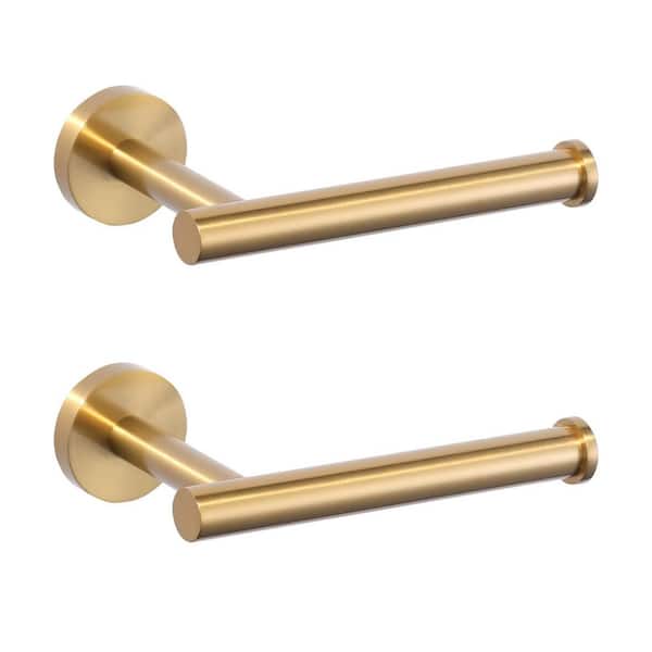 Wall-Mount Single Post Toilet Paper Holder in Brushed Gold with 2-Pieces