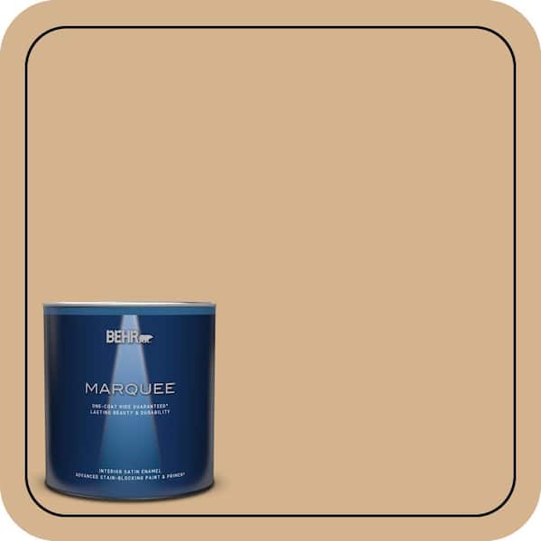 BEHR MARQUEE 1 qt. Home Decorators Collection #HDC-NT-04 Creme De Caramel One-Coat Hide Satin Enamel Interior Paint & Primer