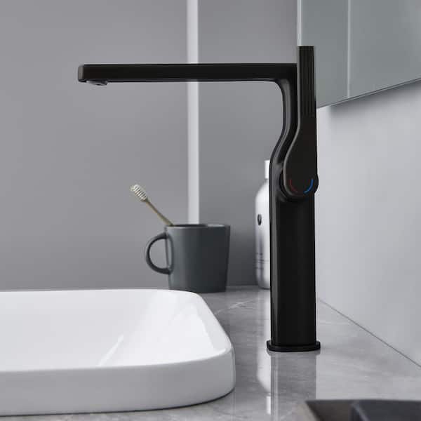 10 in. H Single Handle Copper Single Hole Bathroom Sink Faucet 2 GPM in Matte Black