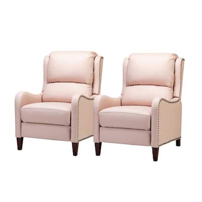 Hyde Pink Genuine Cigar Leather Recliner with Nailhead Trim (Set of 2)