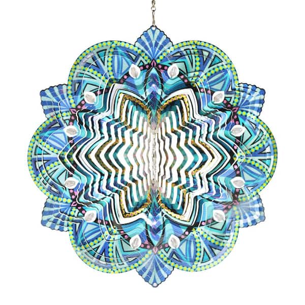 Exhart 12 in. Laser Cut Teal Daisy Mandala with Beaded Details