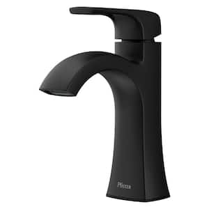 Bruxie Single-Handle Single-Hole Bathroom Faucet with Deckplate and Drain Kit Included in Spot Defense Matte Black