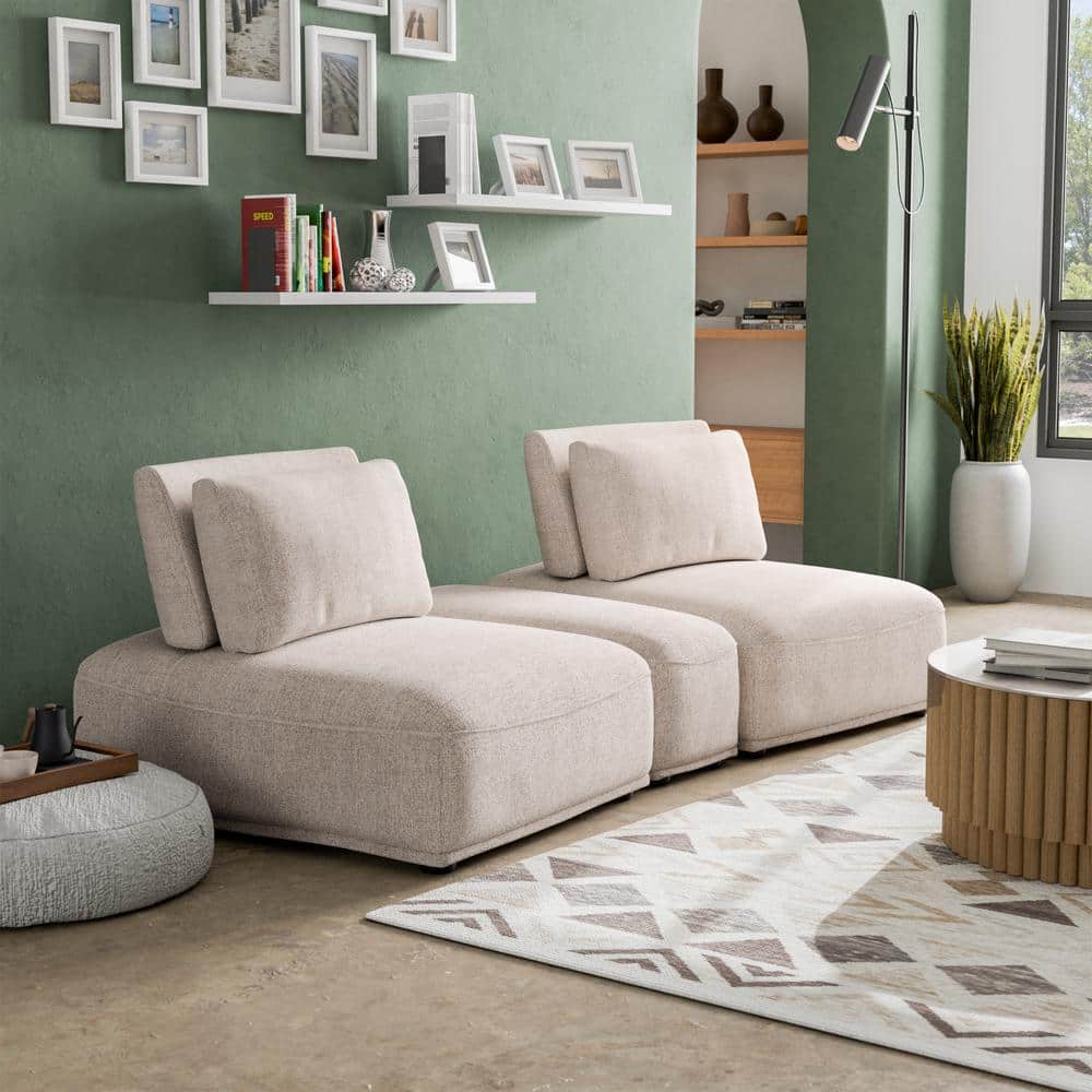 Furniture of America Fairwind 24 in. Armless Chenille Curved Modular Ottoman Sofa in Light Brown